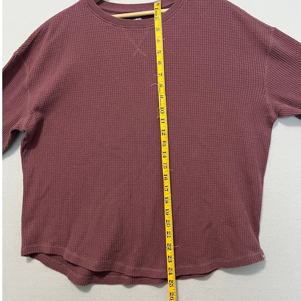 Roots Womens Waffle Knit Long Sleeve Top Dusty Rose Mauve Size Large Thermal - Picture 7 of 7